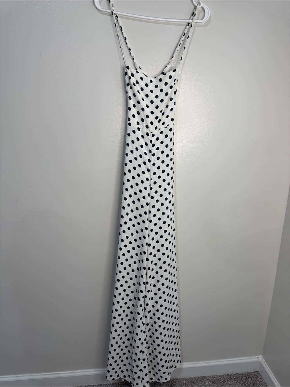 Skylar + Madison White Maxi Jumpsuit with Black Polka Dots
